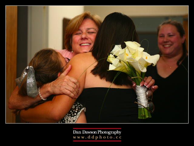 Pam immediately following the ceremony hugging the girls